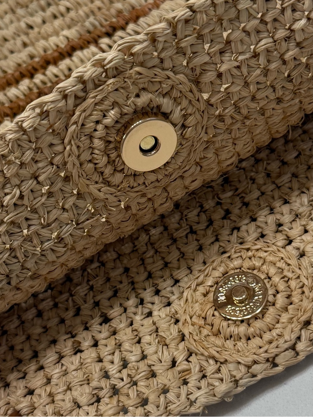 NWT Haute Hippie Natural Straw Tote with Brown Stripe and Brown Leather Handles - Picture 9 of 14